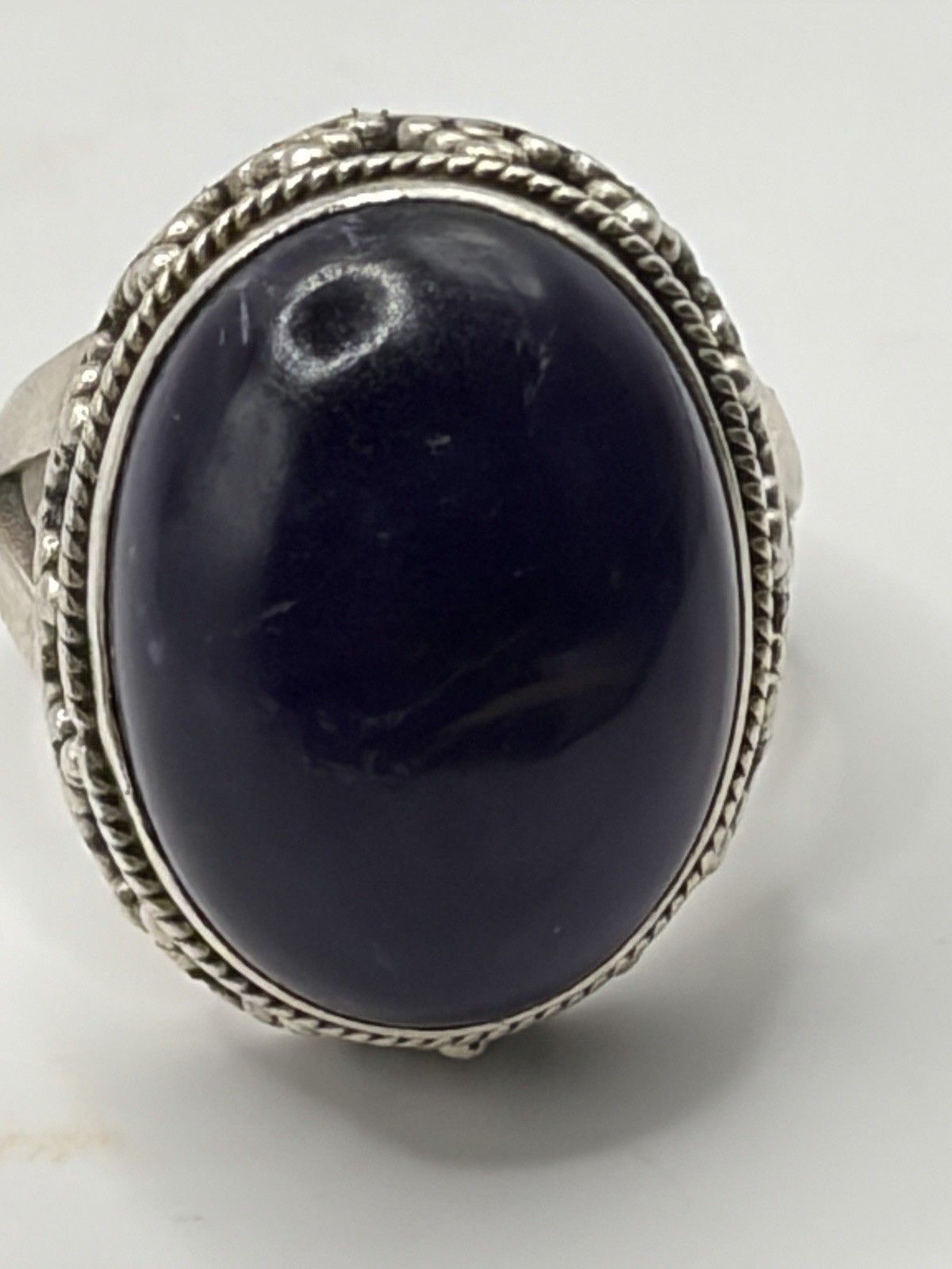 Vintage Sterling Silver 925 Cabochon Amethyst Ring Size 8